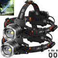 NJ FOREVER LED Rechargeable Headlamp, 3000 Lumens Super Bright Head Lamp with 5 Modes, 90°Adjustable, USB Rechargeable, Waterproof LED Headlamps for Adults Camping, Hiking, Climbing (2 Pack) by NJFOREVER