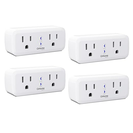 15A Dual Smart Plug 4 Pack, GHome Smart Plugs that Work by GhomeSmart