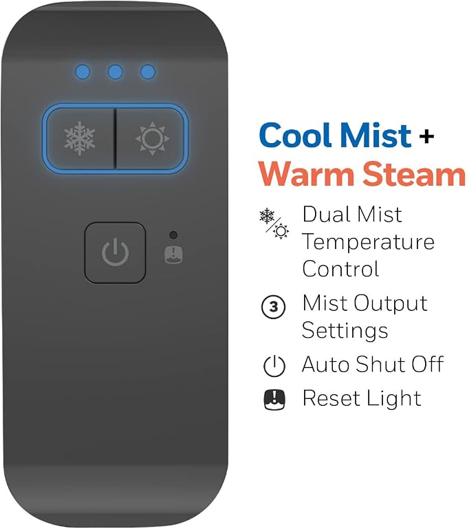 Honeywell Dual Comfort Cool + Warm Mist humidifier. Humidifier for Bedroom, Office, Living Room and Home. Provides Temporary Relief from Dry air discomforts - Black, HWC775B - Image 10