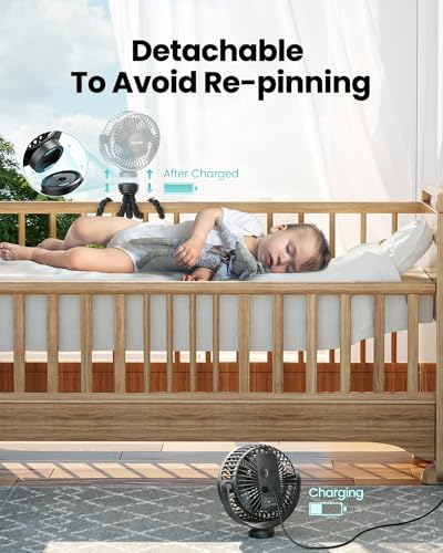 Gaiatop Mini Portable Stroller Fan, Small Clip on Fan 3 Speed Rechargeable - Image 4