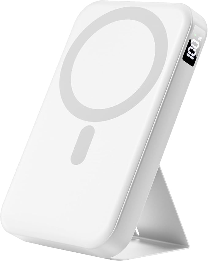 Magnetic Portable Charger, 10000mAh Power Bank with Leather Foldable Stand - Travel Essentials, USB-C 20W Fast Charging for Magsafe Battery Pack, Compatible with iPhone 17/16/15/14/13 Series by Gxorul
