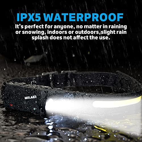 Rechargeable LED Headlamp, 230° Illumination Headlight with Motion Sensor, Lightweight, Weatherproof, 2 Light Source Head Lamp Flashlight for Camping, Hiking, Running, Outdoor - Adults and Kids - Image 5