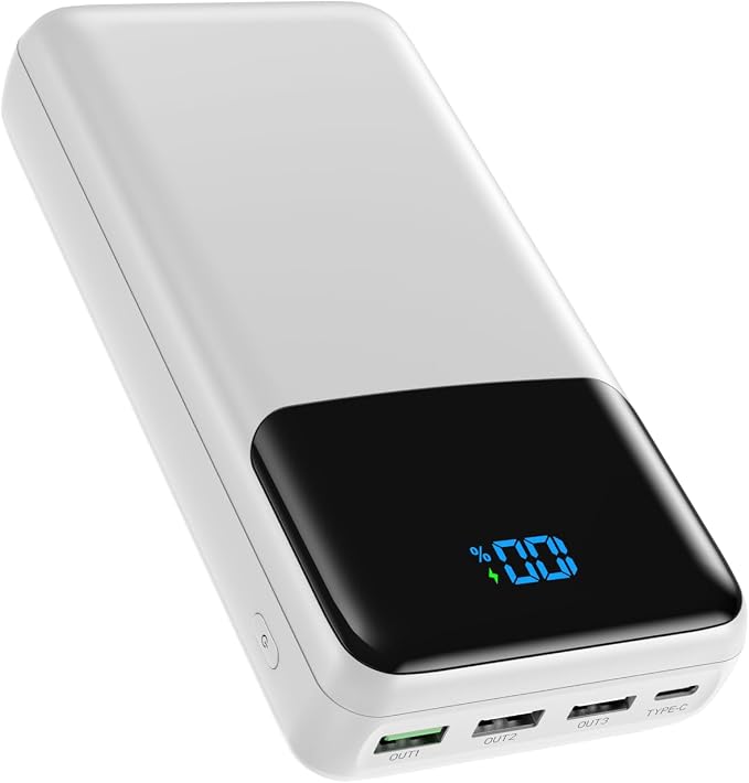 Portable Charger Power Bank 50000mAh, USB-C PD 30W Fast Charging, High Capacity External Battery Pack for Camping, Portable Phone Charger for iPhone 17/16/15/14/13/12/11 Samsung Android (White) by Unknown