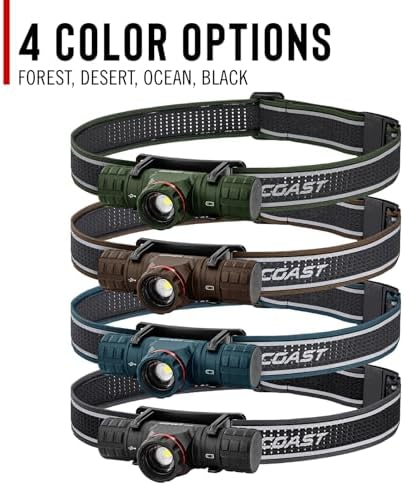 Coast XPH30R 1500 Lumen USB-C Rechargeable Dual Power Headlamp with Twist Focus Beam and Magnetic Base, 4.37 oz. - Forest Green - Image 7