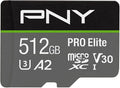PNY P-SDUX512U3100PRO-GE 512GB PRO Elite Class 10 U3 V30 microSDXC Flash Memory by PNY