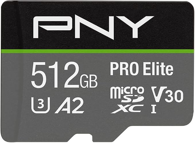 PNY P-SDUX512U3100PRO-GE 512GB PRO Elite Class 10 U3 V30 microSDXC Flash Memory by PNY