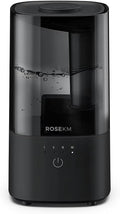 Humidifiers for Bedroom (1.1L), Small Cool Mist Humidifier for Home Plant and Baby Nursery, Quiet Ultrasonic Humidifier with 360° Nozzle, Auto Shut-Off, Filterless, Black by ROSEKM
