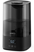 Automatic Humidifiers for Bedroom Large Room, 4.5L Cool Mist Humidifier for Home & Plant with Timer & Humidity Sensor, Last Up to 18H on High Setting, Auto Shut-Off, 360° Nozzle (Black) by ROSEKM