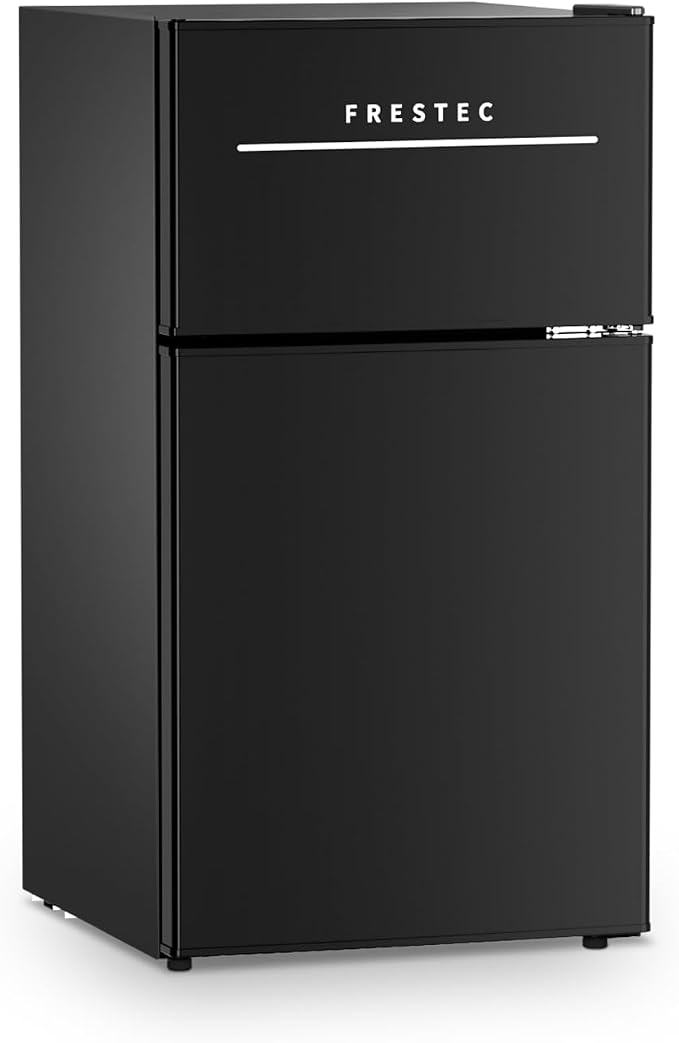 Mini Fridge with Freezer 3.2 Cu.Ft. 2 Door Refrigerator and Freezer Small Fridge for Bedroom Home Office Dorm, Small Drink Chiller, Adjustable Thermostat,37 dB Low Noise, Black by Frestec