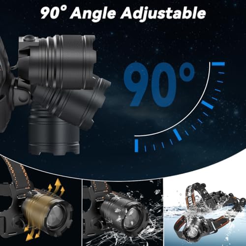 KYEKIO 3Pack Ultra Bright LED Headlamp Rechargeable, Head lamp for Adults - Image 4