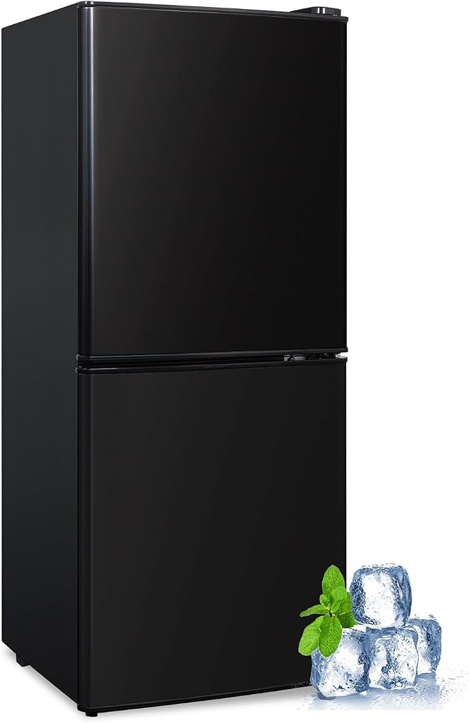 4.2 Cu Ft Mini Fridge for Bedroom, 2 Door Small Fridge, Small Refrigerator | 7 Level Thermostat, LED Light, for Bedroom, Office, Dorm - Black by CucinaMagica