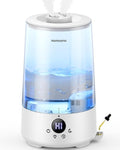 Homvana Humidifiers for Bedroom Home, 3.6 L Cool Mist Top-Fill 34H Super Long Time, Quiet 23dB, Baby Humidifier, Oil Diffuser for Large Room, House, Plant, Nursery, BPA FREE, Ultrasonic (Transparent) by Homvana