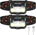 LHKNL Headlamp Rechargeable, Lumen Super Bright Motion Sensor Head Lamp Flashlight,2-Pack Waterproof LED Headlight with White Red Light,8 Modes Head Lights for Camping Cycling Running Fishing by LHKNLHOME