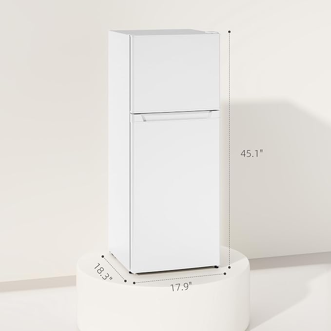 HOMCOM 4 Cu.Ft Mini Fridge with Freezer Double Reversible White | Compact Refrigerator, Adjustable Thermostat, Shelf, for Bedroom Dorm Home Office, Energy Efficient - Image 7