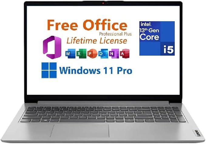 Lenovo IdeaPad 1i 15.6" FHD Laptop,with Lifetime Office,Intel Core i5-1335U, 16GB RAM, 256GB SSD,Intel Iris Xe Graphics,Wi-Fi 6,10 Hr BatteryWin 11 Pro, Cloud Grey, by Unknown