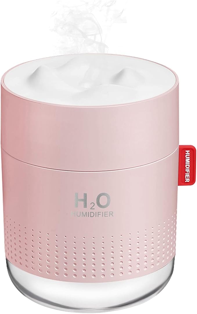 Portable Mini Cool Mist Humidifier, 500ml USB Personal Desktop Humidifier for Baby Bedroom, Travel, Office, Home - Auto Shut-Off, 2 Mist Modes, Super Quiet (Pink) by Unknown