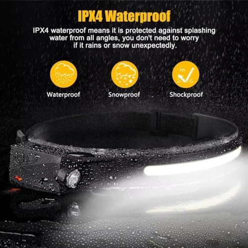Headlamp Rechargeable 3PCS, 230° Wide Beam Head Lamp LED with Motion Sensor for Adults - Camping Accessories Gear, Waterproof Head Light Flashlight for Hiking, Running, Repairing, Fishing, Cycling - Image 7