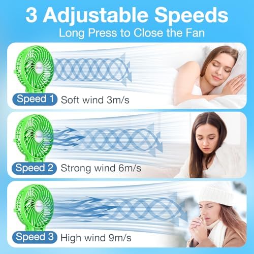 VersionTECH. Portable Handheld Fan, Powerful+Durable+4000mAh+180° Foldable, Mini Table Fans with USB Rechargeable Battery Operated Cooling Accessories for Personal Use, Travel, Office Green - Image 4