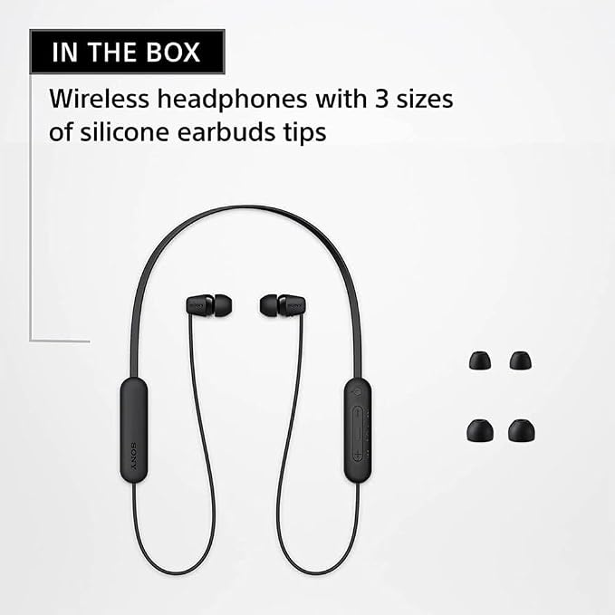 Sony WI-C100 Wireless in-Ear Bluetooth Headphones with Built-in Mic, Black | Up to 25 Hrs of Battery, Clear Hands-Free Calling, Easy Button Operation, Flexible Neckband, IPX4 Water Resistant - Image 6
