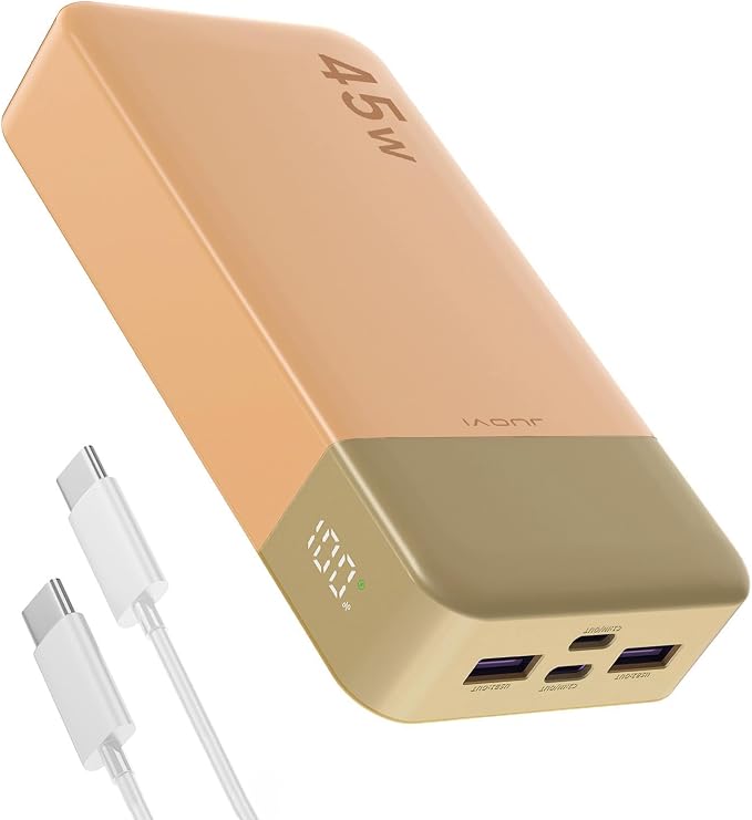 JUOVI J2621 Power Bank Portable Charger 20000mAh 45W, PD3.0 QC 4.0 Fast Charging Battery Pack with LED Display,2 USB-C,2 USB-A for iPhone 15 16, MacBook by JUOVI