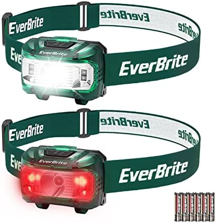 EverBrite Headlamp, 2 Pack Kids Headlamp with Red Light and Memory Function, Head Lamp for Adults and Kids with 5 Modes, Bright Headlamps for Camping, Running, Christmas Gifts, Batteries Included by EverBrite