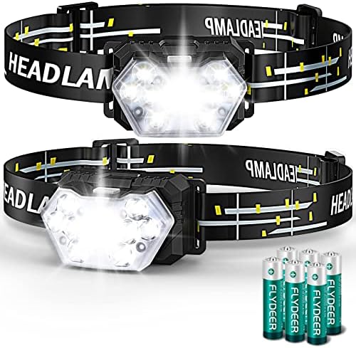 2000 Lumen 9 LED Headlamp 2 Pack, Ultra Bright Head Lamp with 6 Modes, IPX5 Waterproof Head Light, Lightweight Head Flashlight for Running Night-Walking Camping, 6 AAA Batteries Included by Eirnvop
