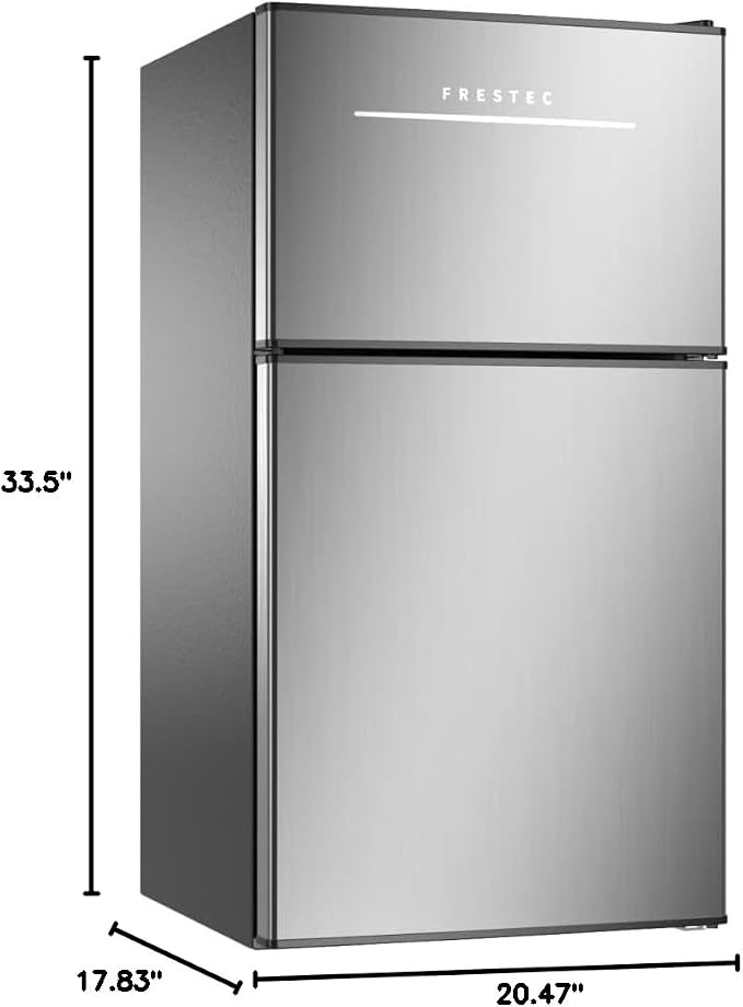 Mini Fridge with Freezer 3.2 Cu.Ft. 2 Door Refrigerator and Freezer Small Fridge for Bedroom Home Office Dorm, Small Drink Chiller, 37 dB Low Noise, Stainless Steel - Image 10