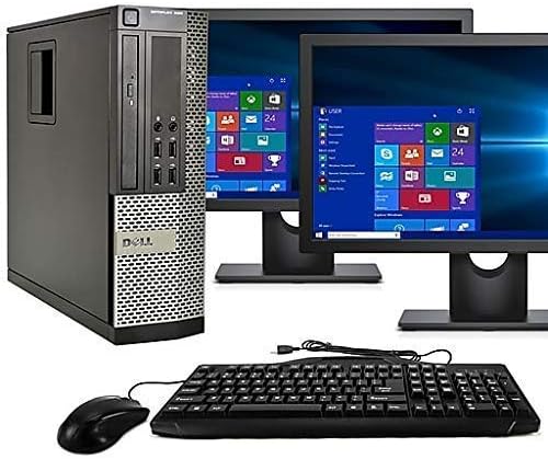 Dell Optiplex 9020 SFF Computer Desktop PC, Intel Core i5 Processor, 16GB Ram, 2TB Hard Drive, WiFi, Bluetooth 4.0, DVD-RW, Dual 24 Inch LCD Monitors Windows 11 Pro (Renewed) by Amazon+Renewed