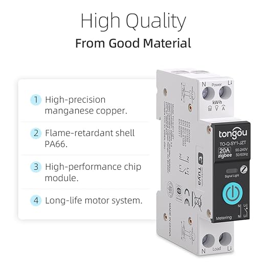 TONGOU ZigBee DIY Smart Switch 20A| DIN Rail Switch| 1P+N 90-240VAC| Real-time - Image 5