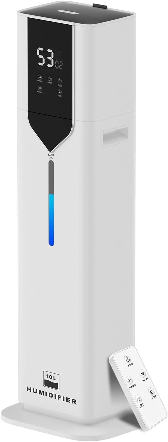 10L/2.6Gal Smart Humidifiers for Bedroom Large Room up to 600ft², 100H Runtime Cool Mist Top Fill, Ultra Quiet 30dB, Auto Control, Perfect for Bedroom, Office, Baby, White - Image 7