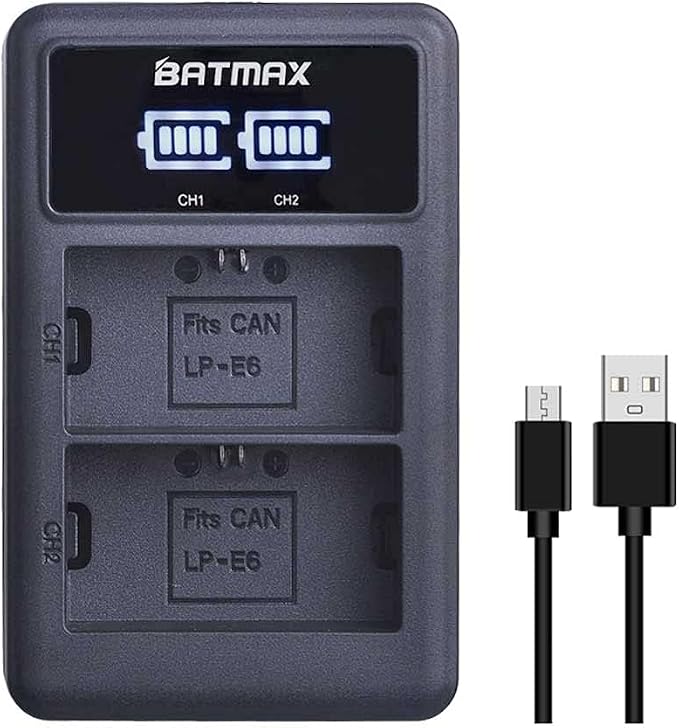 Batmax 2Pcs 2650mAh LP-E6 LP-E6N Battery + LED Dual Charger - Image 7