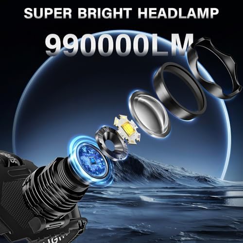 AKNEAR Rechargeable LED Headlamp 99000 High lumens Super Bright, Powerful - Image 2