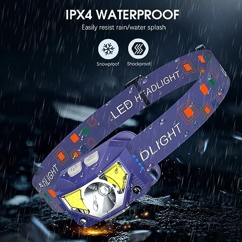 LHKNL Headlamp Flashlight, Lumen Bright Head Lamps LED Rechargeable-Blue - Image 6