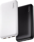 Miady 2-Pack Portable Charger, Slim 10000mAh Power Bank Travel Battery Pack 3 Outputs 2 Inputs Compatible with iPhone 17/16/15/14/13 Galaxy S24/22 iPad Android etc (Black+White) by Miady