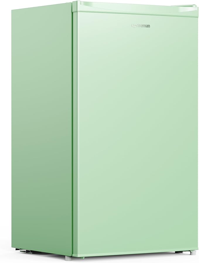 Upstreman 3.2 Cu.Ft Mini Fridge with Freezer, Green-BR321 | Adjustable Thermostat, Energy Saving, Low Noise, Reversible Door, Small Refrigerator for Dorm, Bedroom, Office by StartUpLiveBetter