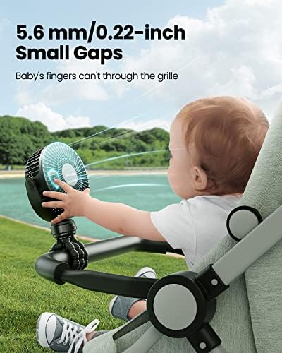 Gaiatop Mini Portable Stroller Fan, Small Clip on Fan 3 Speed Rechargeable - Image 2