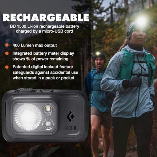 BLACK DIAMOND Spot 400-R Headlamp, Rechargeable, Dimmable, Bright, Graphite - Image 2
