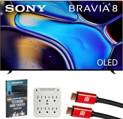 Sony BRAVIA 8 K77XR80 77 inch 4K HDR Smart OLED TV (2024) Bundle with 2X Deco Gear 6FT HDMI Cable, SurgePro 6-Outlet Surge Adapter and Deco Gear Home Theater Beginner's Guide by Unknown