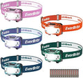 EverBrite Headlamp, 5 Pack LED Head Lamp for Kids & Adults, Red Light by EverBrite