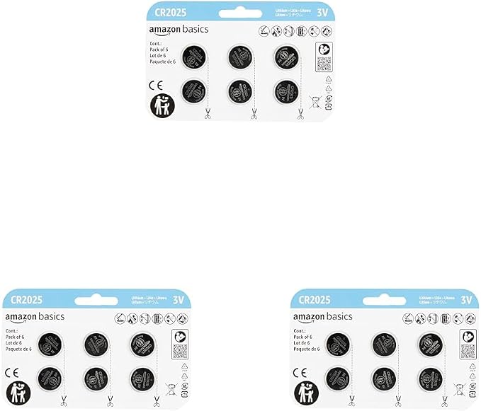 Amazon Basics 18-Pack CR2025 3V Lithium Coin Cell Batteries, Long Lasting Power by AmazonBasics