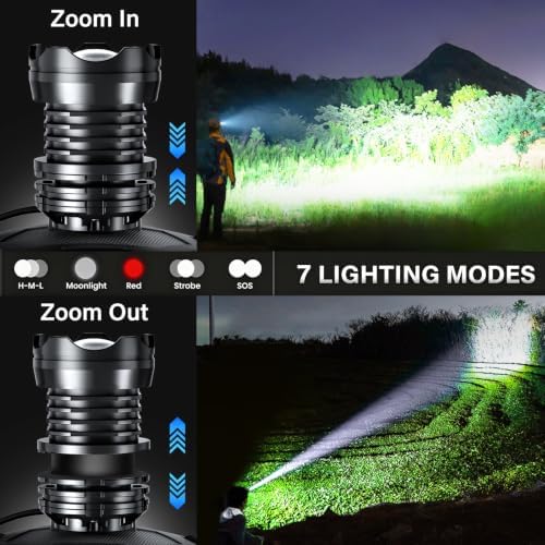 AKNEAR Rechargeable LED Headlamp Super Bright, 99000 High Lumens Head Lamp Zoomable, 25Dys+ Runtime & 12 Mode & Lightweight Comfort & 125° Adjustable Waterproof Head Light for Outdoor - Image 4