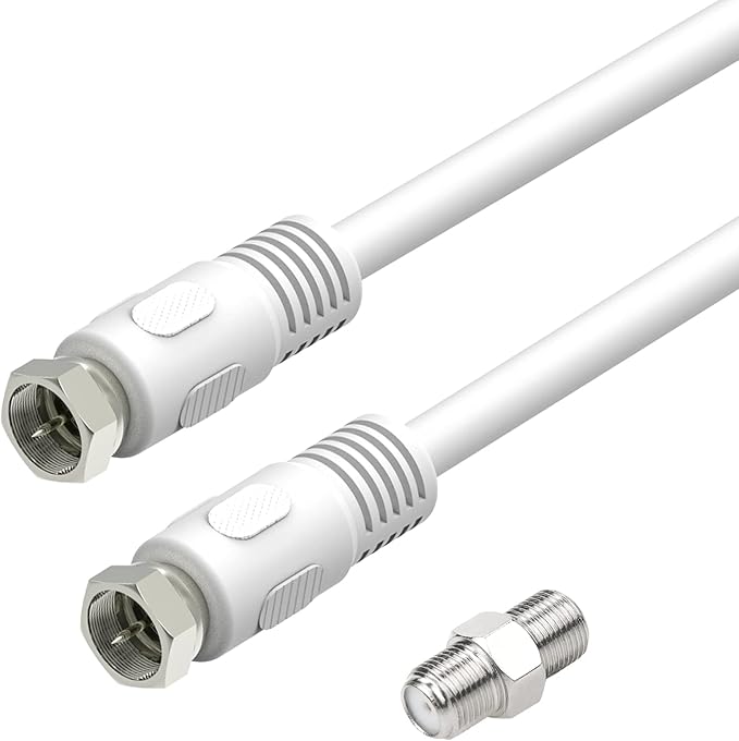 Coaxial Cable, 3ft White Coax Cable RG6 F Male to Male Connector Cord 75 Ohm by Ullnosoo