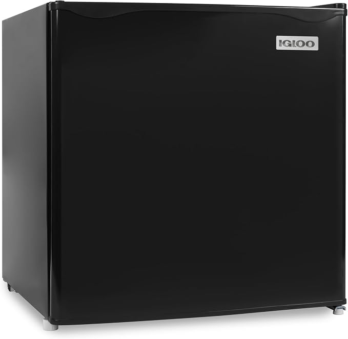 Igloo 1.6 Cu.Ft Mini Fridge with Freezer- Single Door Compact Refrigerator with Glass Shelves for Homes, Dorms & Offices- Keep Snacks, Drinks & Frozen Foods Cool with Temperature Control Fridge- Black by Igloo