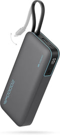 CUKTECH 45W Power Bank 20000mAh, Portable Travel Charger Built-in USB C Cable, Fast Charging Battery Pack for iPhone 16/15/14/13, iPad, Samsung Galaxy, Google Pixel, Android and More (Gray) by CUKTECH