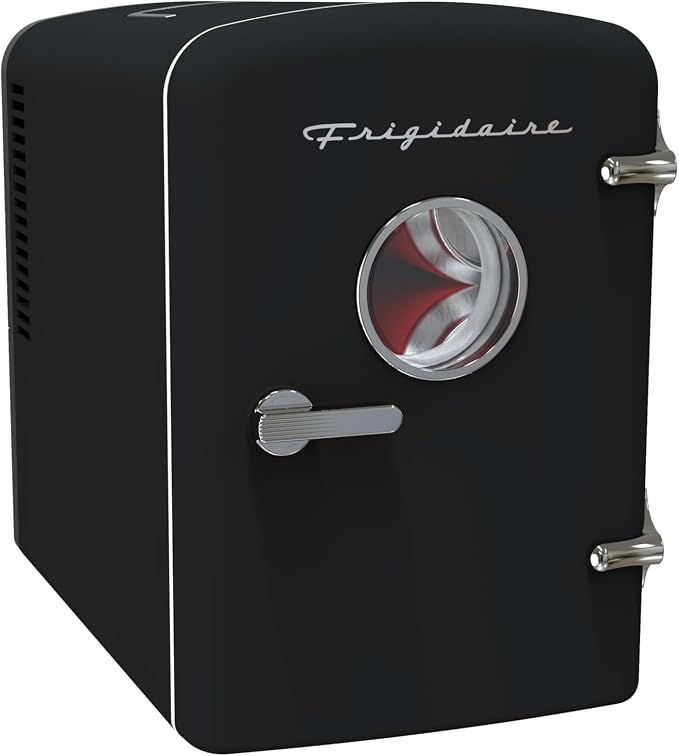 Frigidaire Retro 9-Can Mini Personal Fridge Portable Cooler, 11.8" D x 7.1" W x 10.1" H, Black - Image 3
