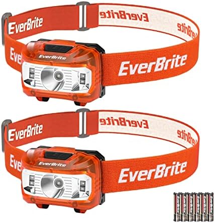 EverBrite Headlamp, 2 Pack Kids Headlamp with Red Light and Memory Function, Head Lamp for Adults and Kids with 5 Modes, Bright Headlamps for Camping, Running, Christmas Gifts, Batteries Included by EverBrite
