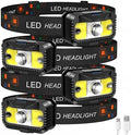 MIOISY Headlamp Rechargeable, Ultra Bright LED Head Lamp Flashlight with White Red Light, Motion Sensor Waterproof Headlight,8 Modes Head Lights for Outdoor Camping Fishing Running-4 Pack by MIOISY