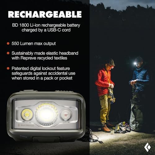 BLACK DIAMOND Storm 550 Headlamp, USB-C Rechargeable, Dimmable, Tundra - Image 2