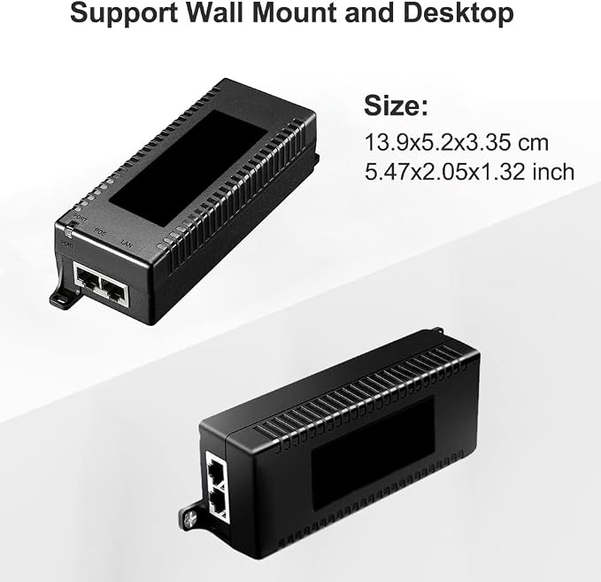 60W Gigabit PoE++ Injector, IEEE 802.3af/at/bt Compliant, 10/100/1000Mbps High - Image 6