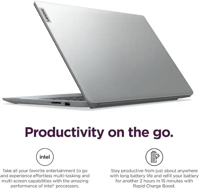 Lenovo IdeaPad 1i 15.6" FHD Laptop,with Lifetime Office,Intel Core i5-1335U, 16GB RAM, 256GB SSD,Intel Iris Xe Graphics,Wi-Fi 6,10 Hr BatteryWin 11 Pro, Cloud Grey, - Image 3